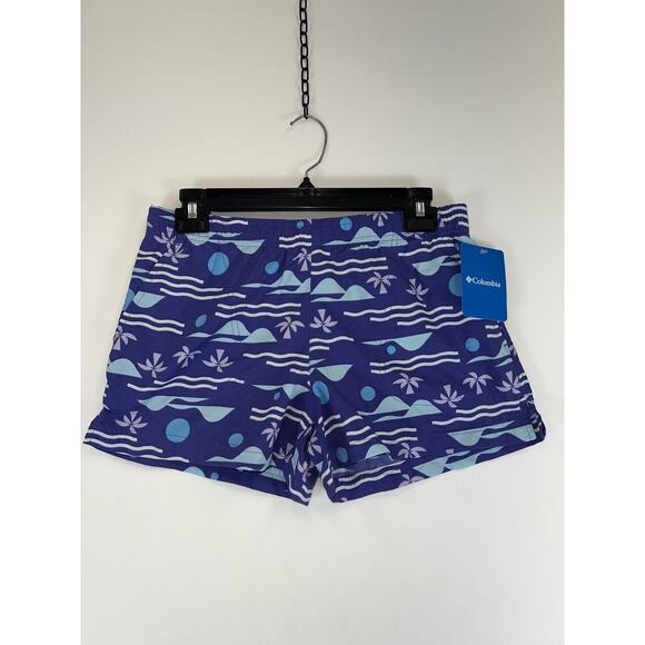Columbia Sandy River II Printed Shorts Womens Small Purple Blue Swim Beach Water - Picture 1 of 7